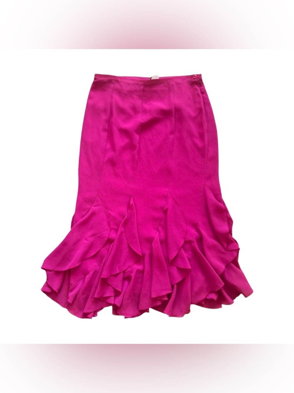 Y2K Magenta Ruffle Asymmetrical Midi Skirt